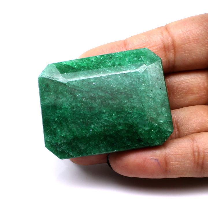 297Ct Natural Brazilian Green Emerald Rectangle Faceted Gemstone
