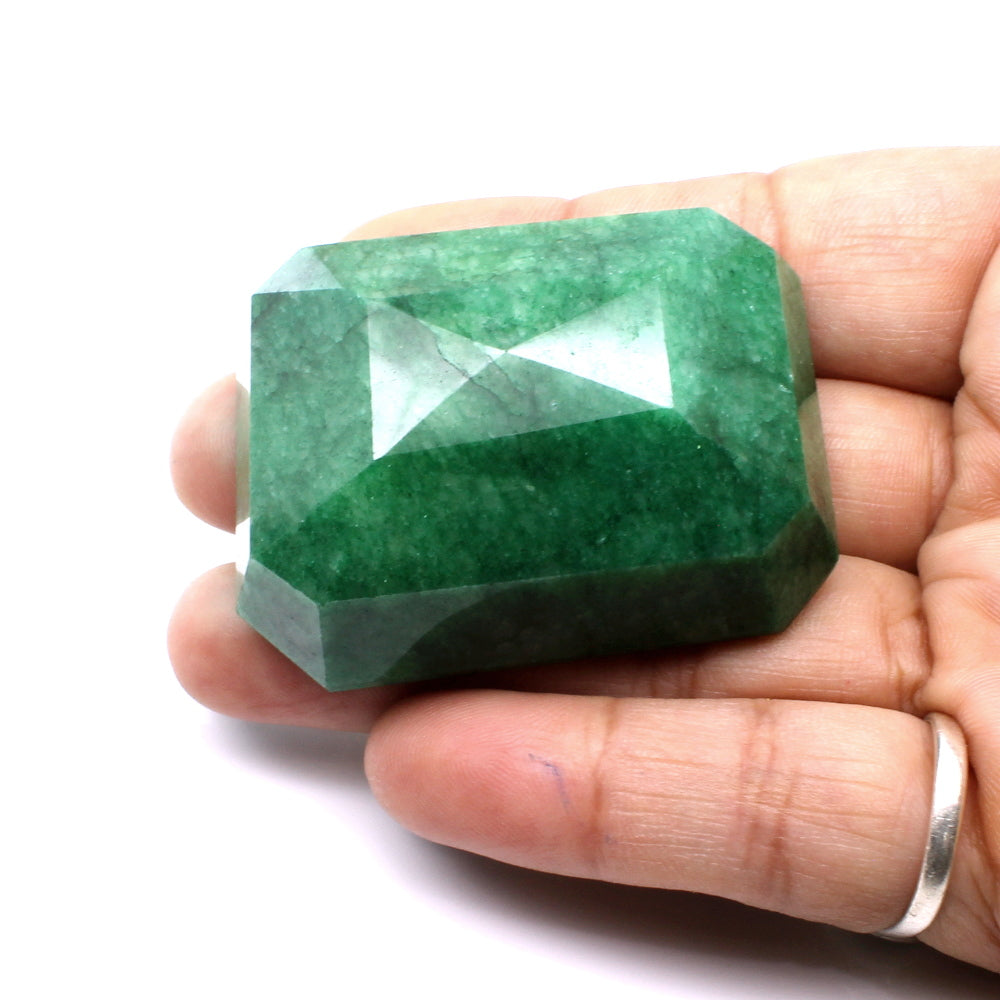 329Ct Natural Brazilian Green Emerald Rectangle Faceted Gemstone