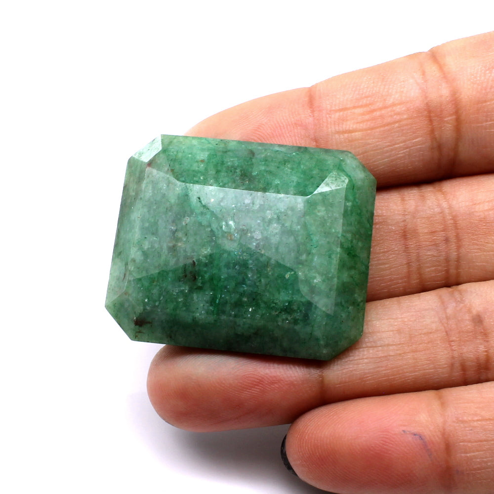 85.6Ct Natural Brazilian Green Emerald Rectangle Faceted Gemstone