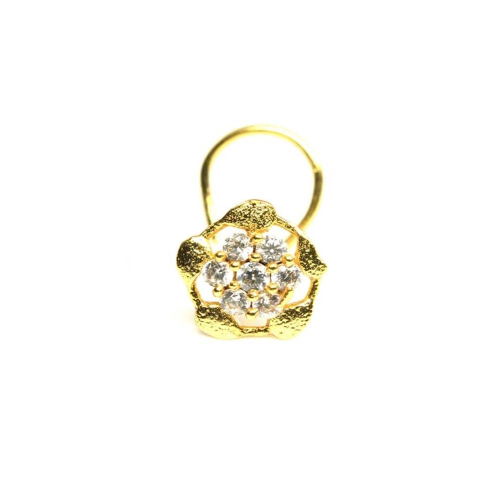 Gold Plated Floral Women Nose Stud CZ Twisted nose ring 22g