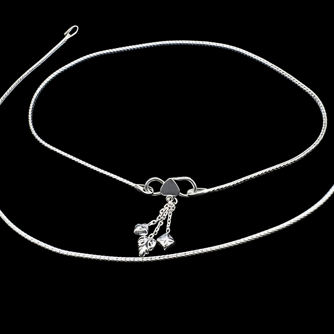 925 Sterling Silver Indian women daily wear Minimalist Chain Anklet 10.2"