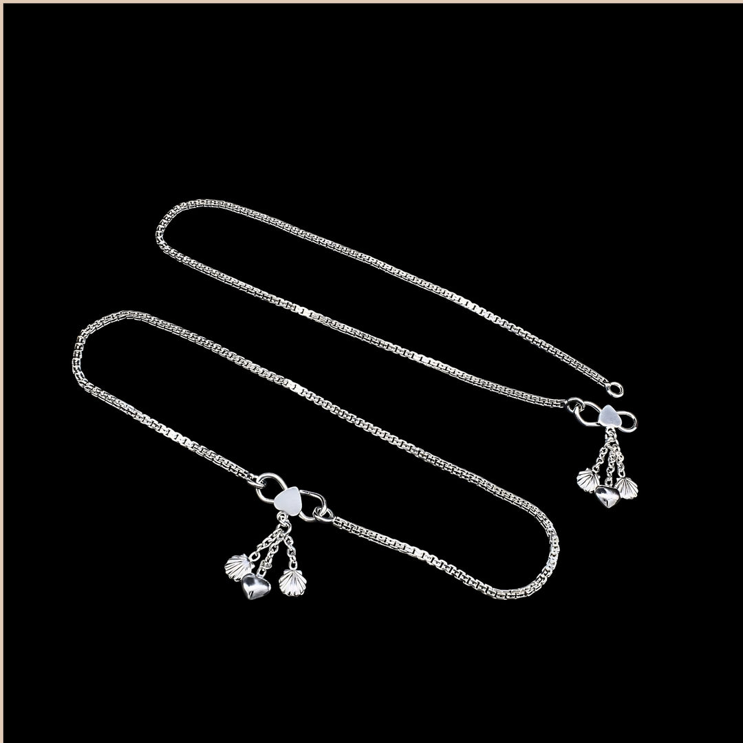 925 Sterling Silver Women Sea Shell Chain Anklet 10.3"