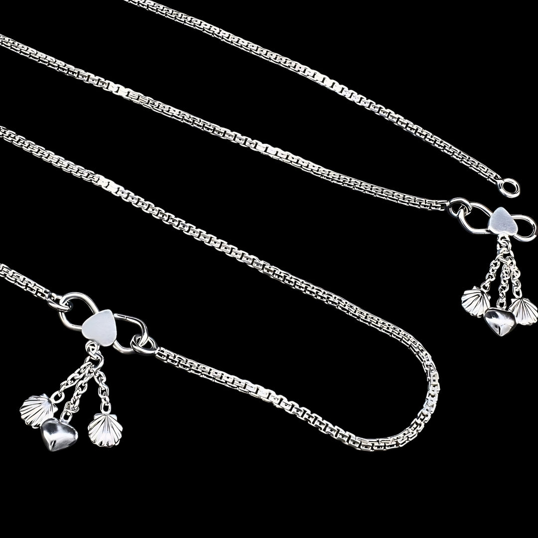 925 Sterling Silver Women Sea Shell Chain Anklet 10.3"