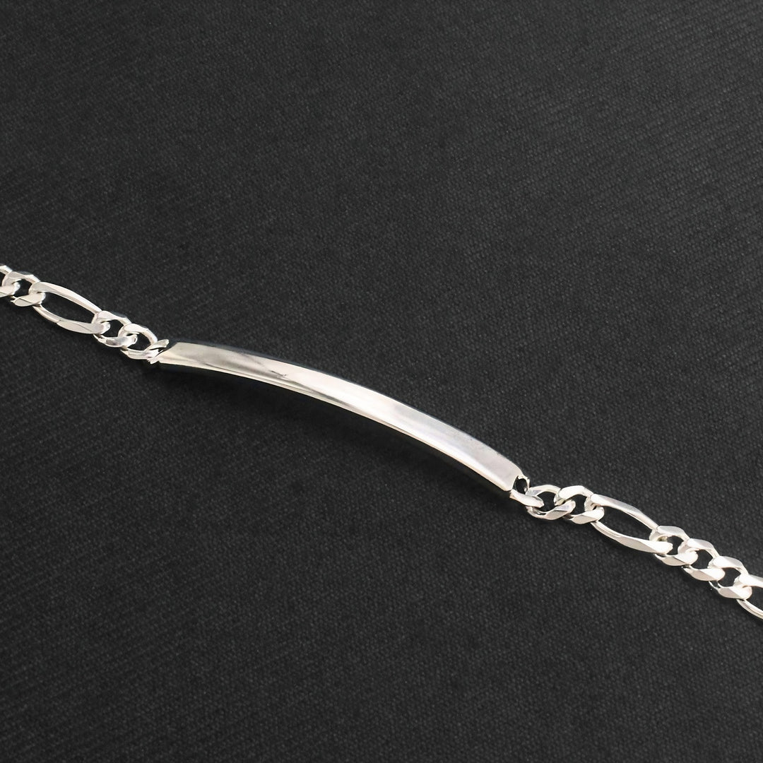 Trendy Real 925 Sterling Silver Men's Figaro ID Bracelet