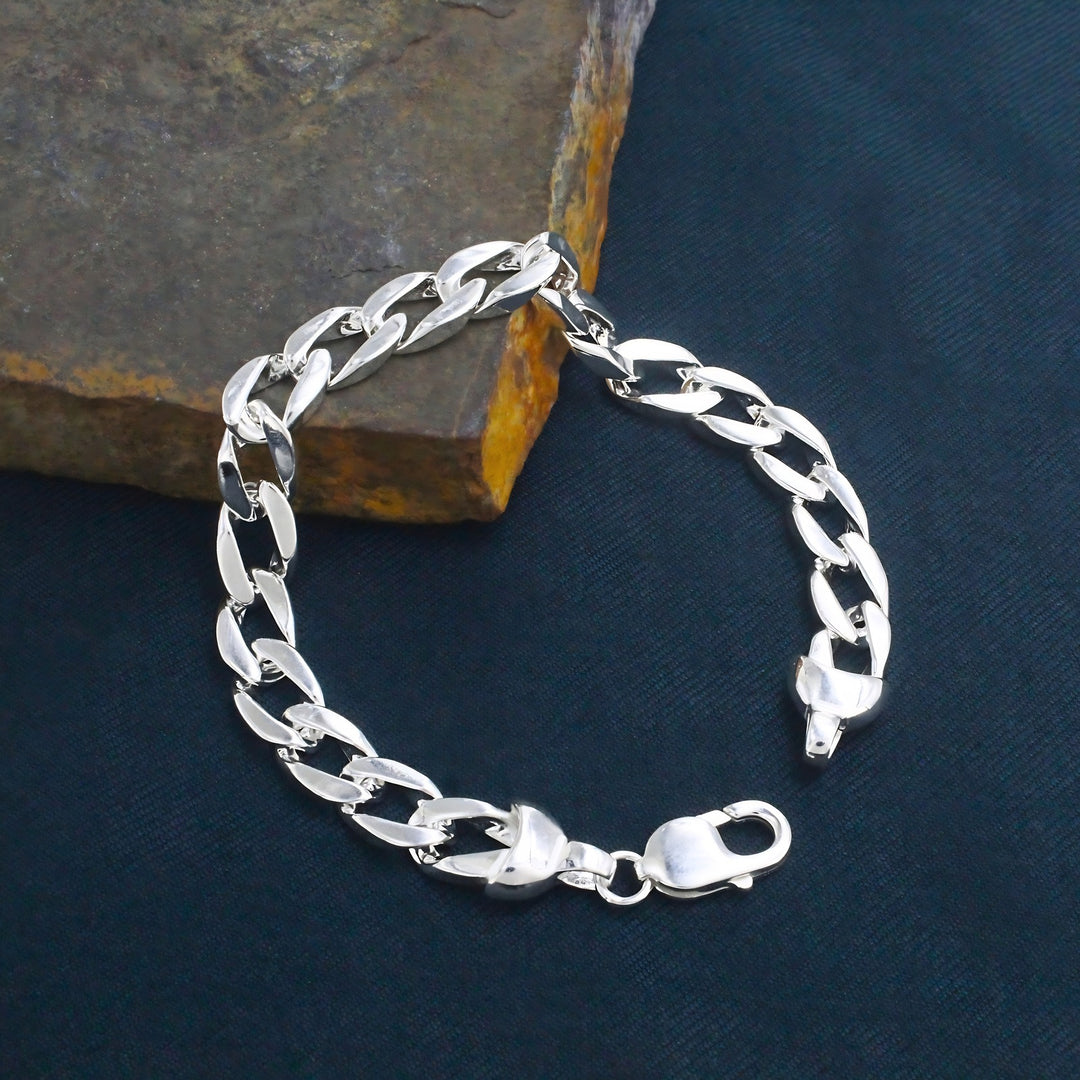 Indian Classic Men's 925 Sterling Silver Curb Chain Link Bracelet