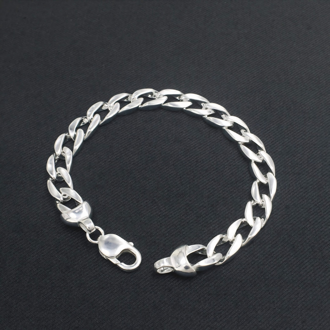 Indian Classic Men's 925 Sterling Silver Curb Chain Link Bracelet