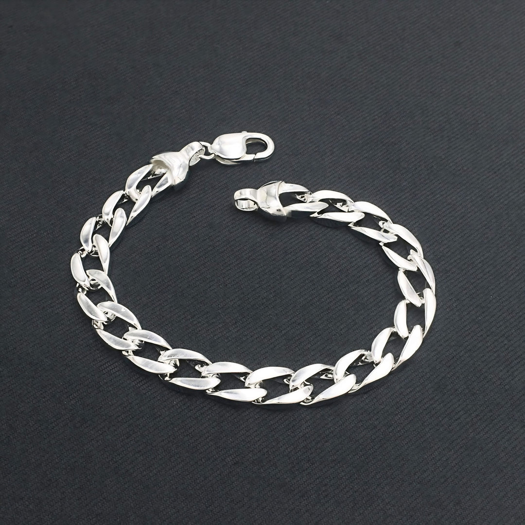 Indian Classic Men's 925 Sterling Silver Curb Chain Link Bracelet
