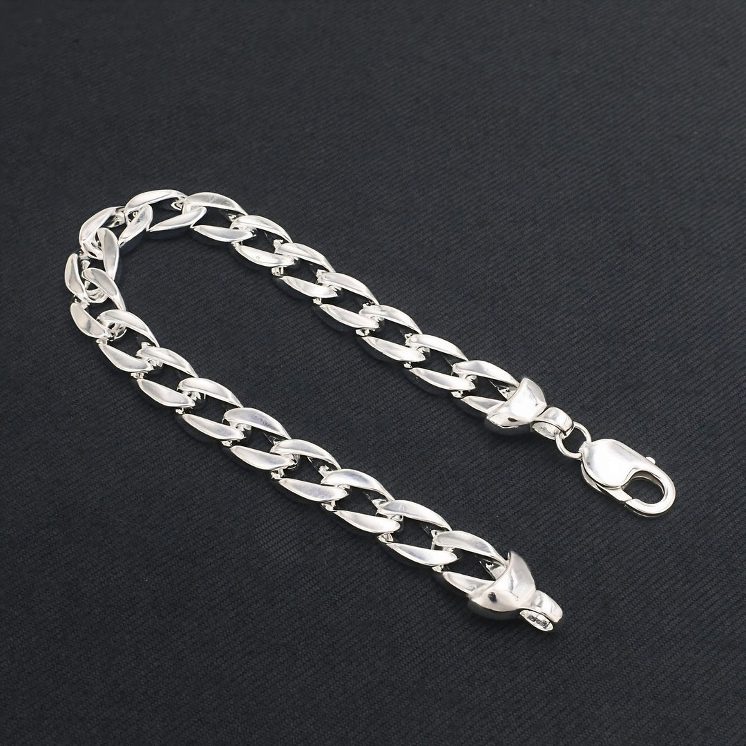 Indian Classic Men's 925 Sterling Silver Curb Chain Link Bracelet