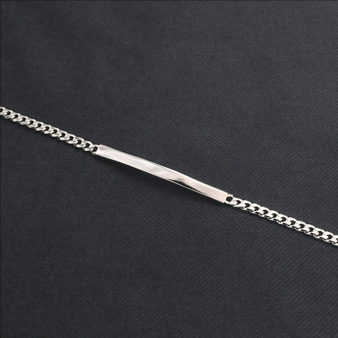925 Sterling Silver Men's Cuban Link Chain Identification Bracelet