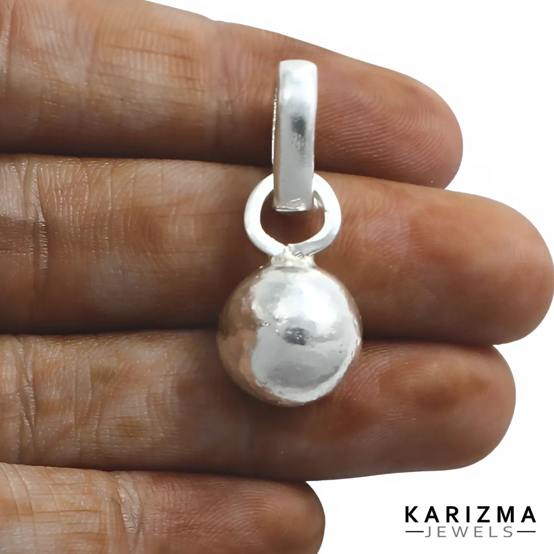 Pure Silver Solid Ball Goli Pendant