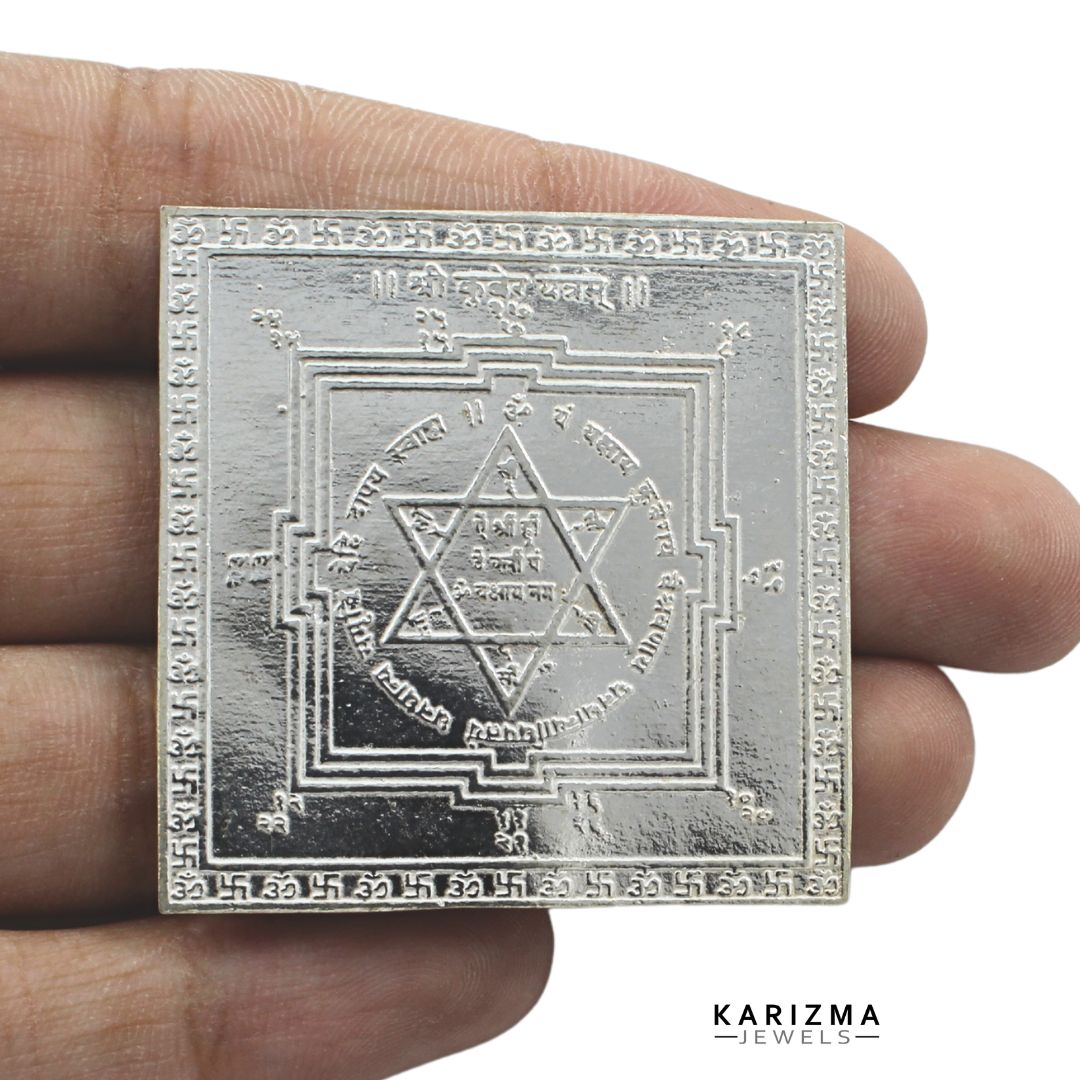 Pure Silver Shree Kuber Yantra for Lal kitab red book and astrological remedies