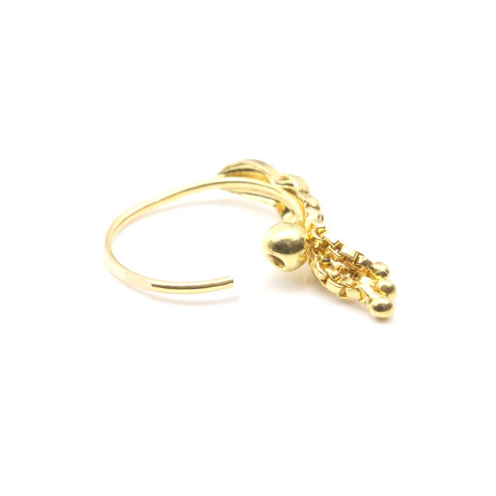Dangle Style 14K Real Solid Gold Nath Nose Hoop Ring for women