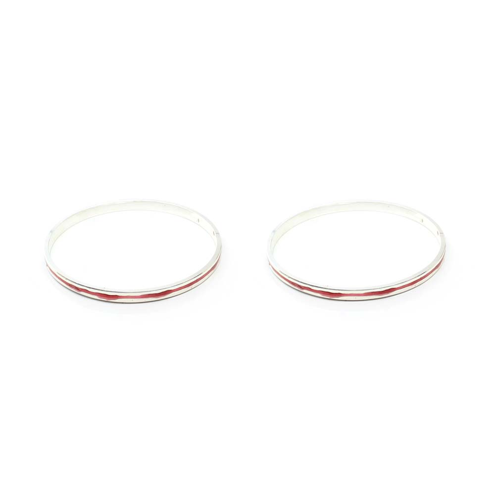 Red meena line Pure Silver Bangles for Astrology