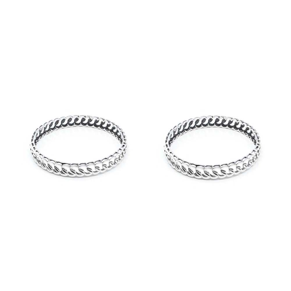 Trendy Real Sterling Silver Oxidized Women Bangles - 5.7 CM