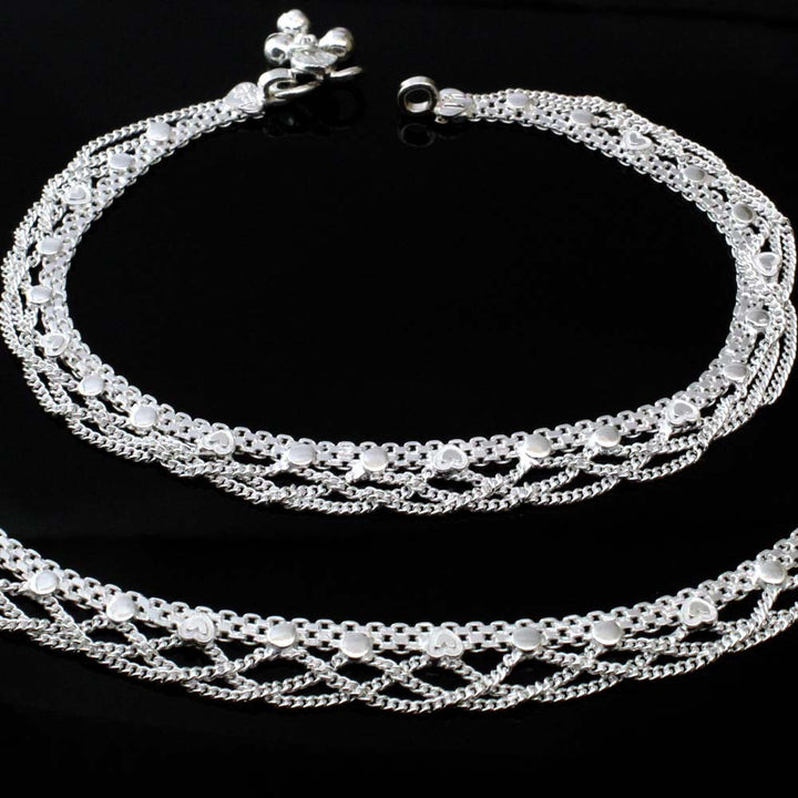 Beach Wear Sterling Silver Indian Women Anklets Ankle Pair 10.3"