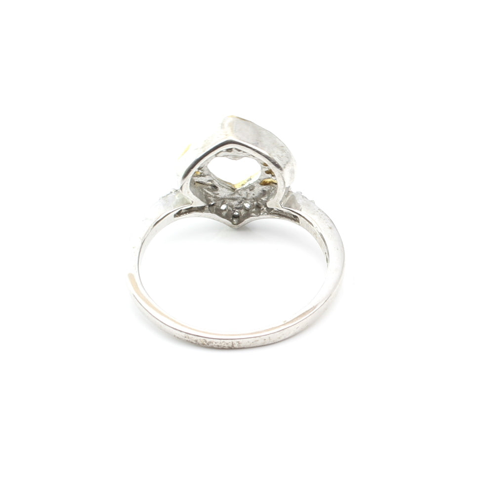 Two tone 925 Sterling Silver white CZ women finger ring