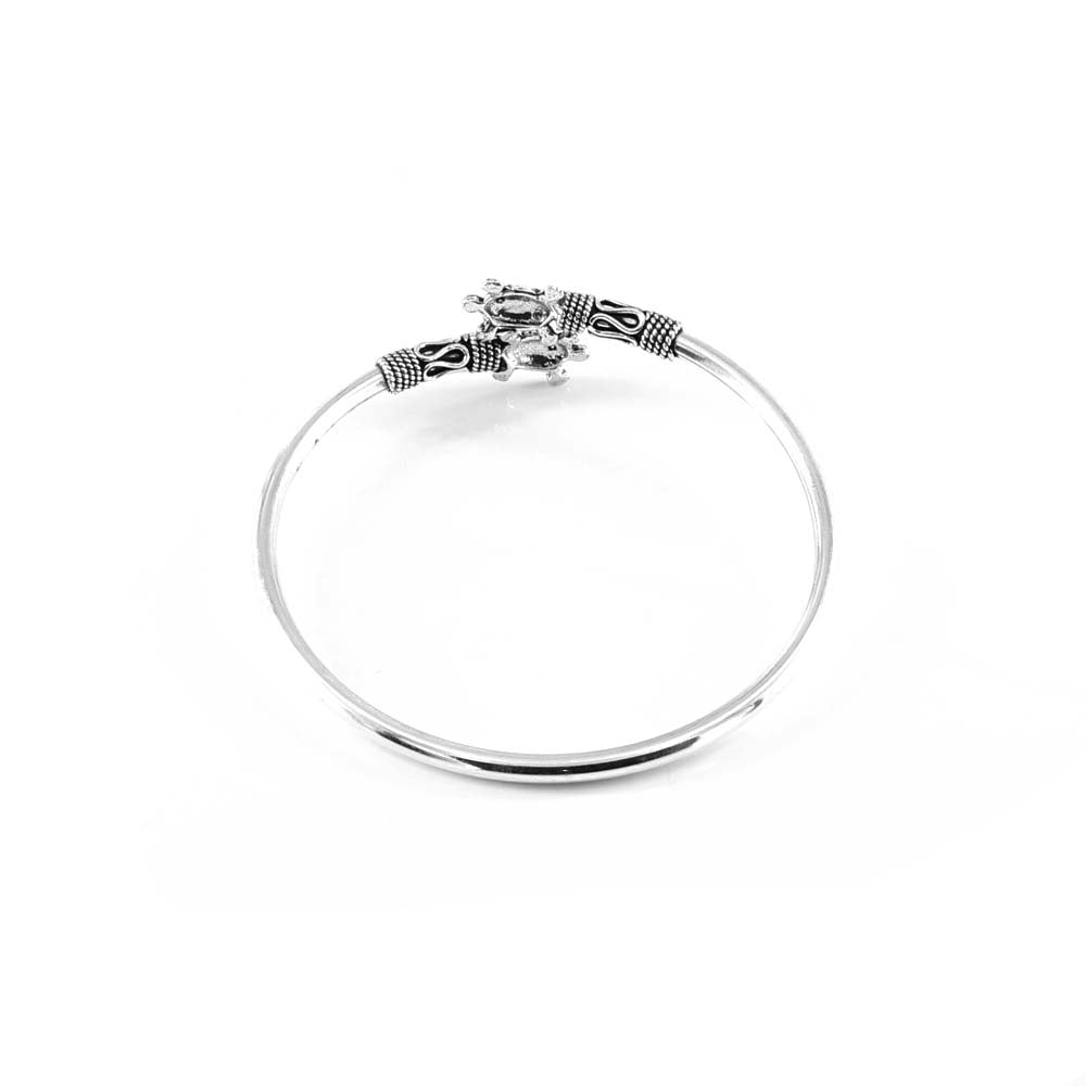 Pure Silver Turtle women's Oxidized Bracelet Bangle - Single