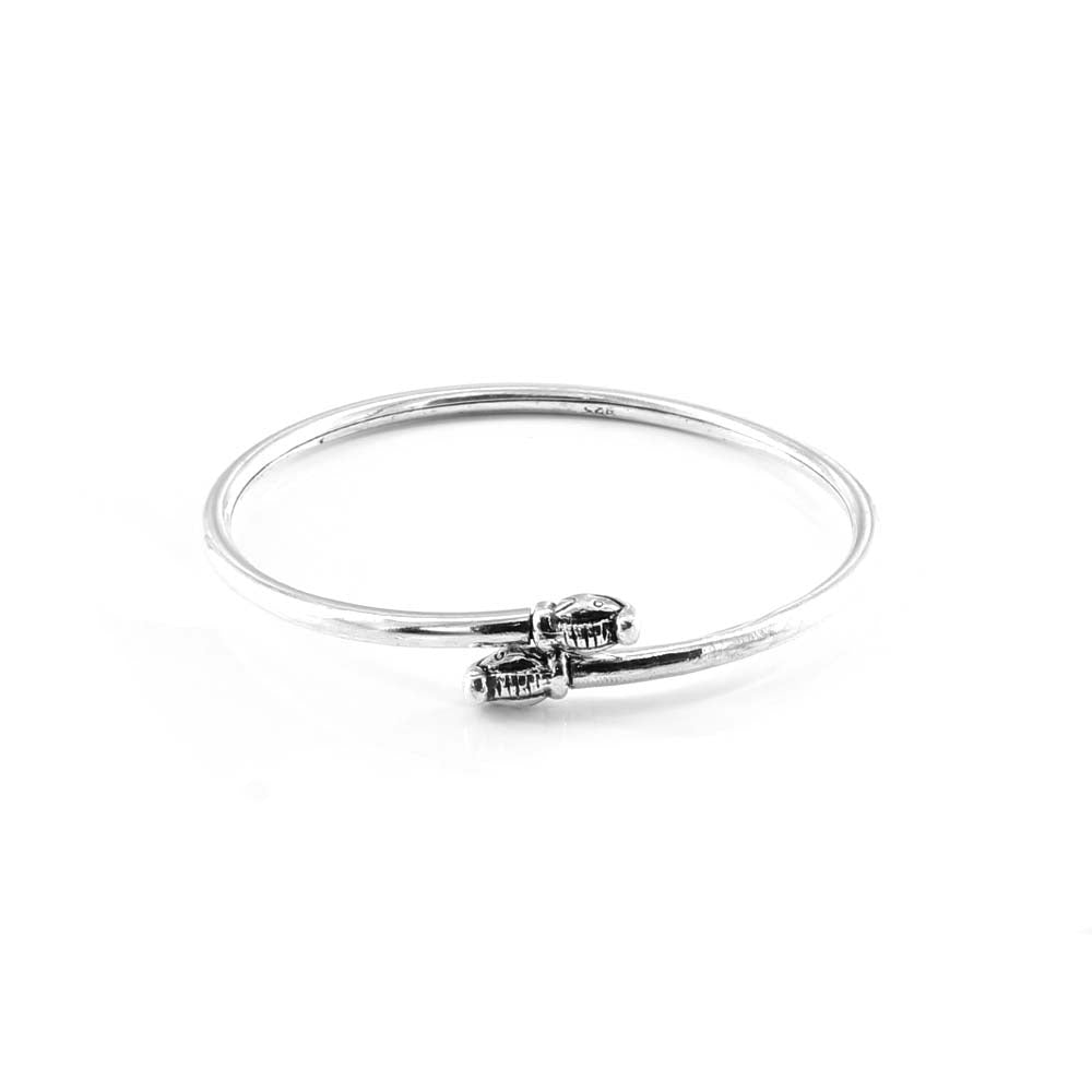 Elephant Face Real Silver Oxidized women's Bracelet Bangle - Single