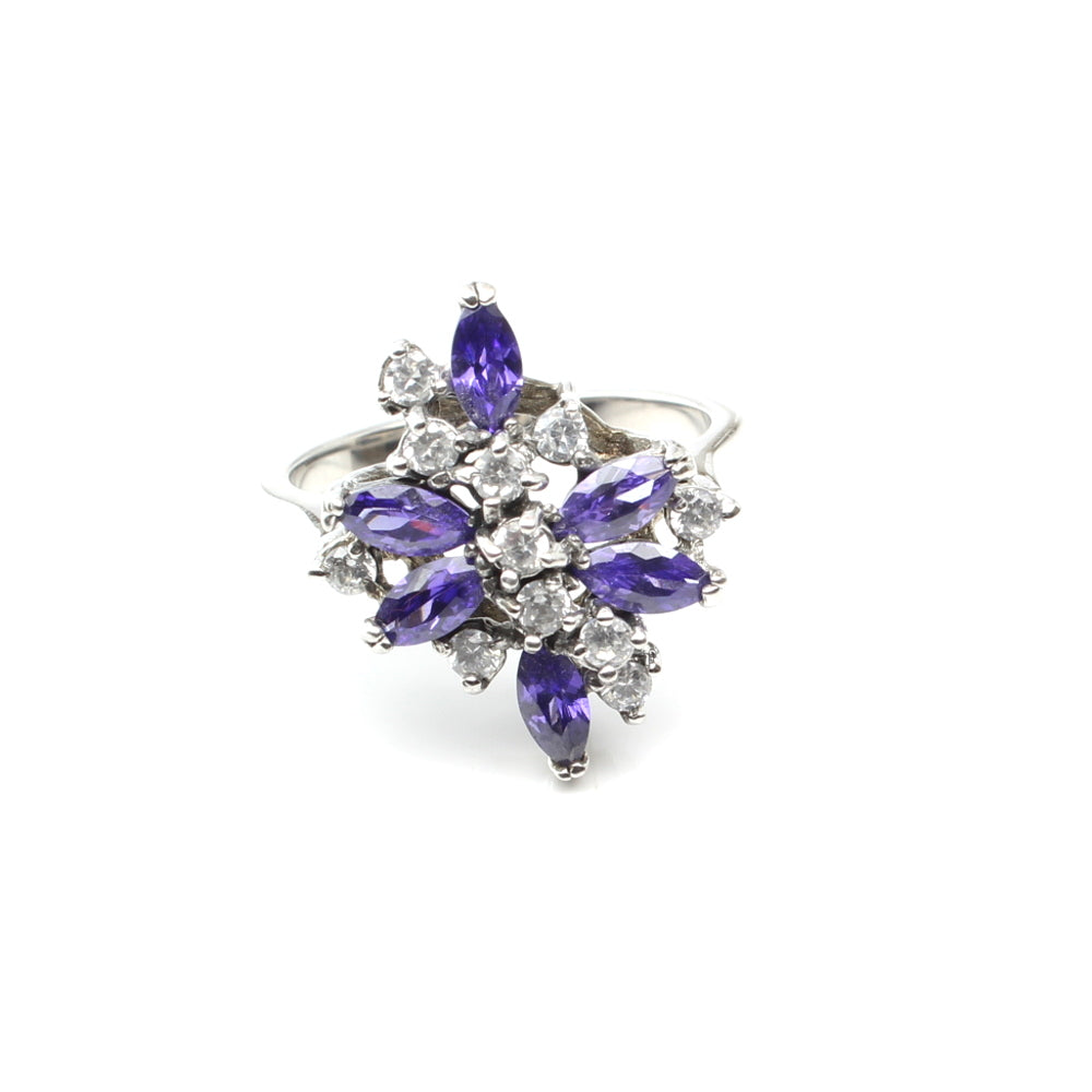 925 Sterling Silver Violet white CZ women finger ring