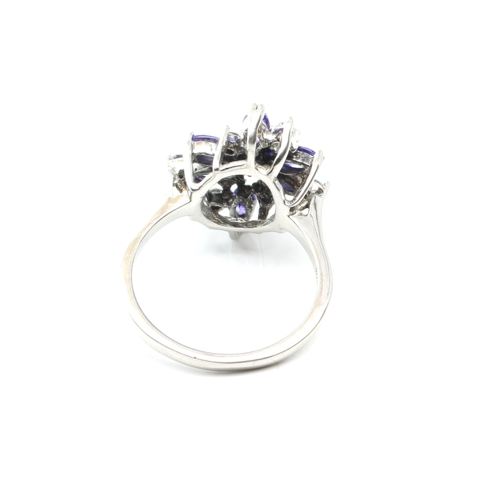 925 Sterling Silver Violet white CZ women finger ring