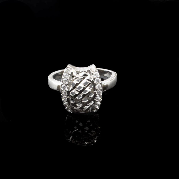 Real Solid .925 Sterling Silver Ring CZ Studded Platinum Tone Finish
