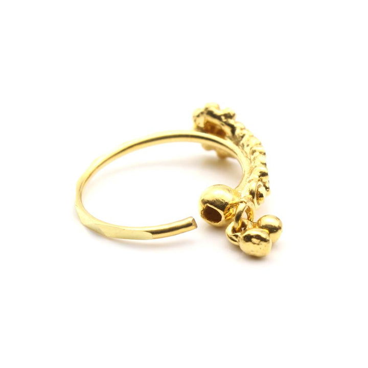 Cute Indian Style 14K Real Gold Nath Nose Hoop Ring for women
