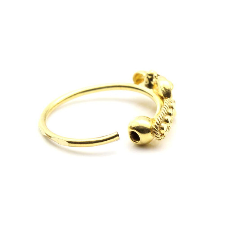 Ethnic Style Nose Hoop Ring 14k Solid Real Gold Nose Stud