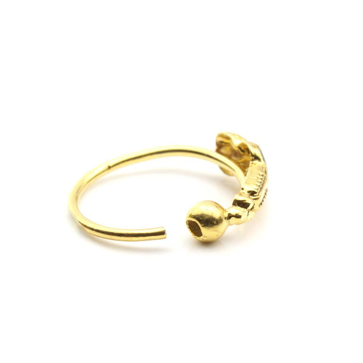 Traditionally Indian 14k Solid Real Gold Nose Stud Nose Hoop Ring