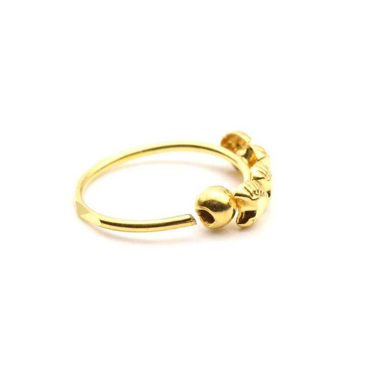 Asian Style 14K Real Gold Nath Nose Hoop Ring for women