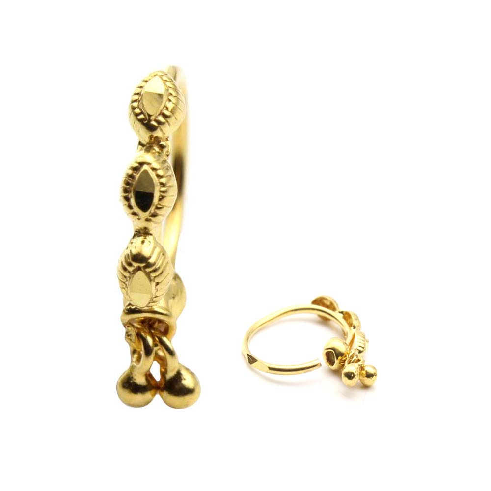 Asian Dangle 14K Real Solid Gold Nath Nose Hoop Ring for women