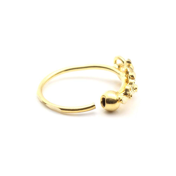 Cute 14K Real Solid Gold Indian Nath Nose Hoop Ring for women