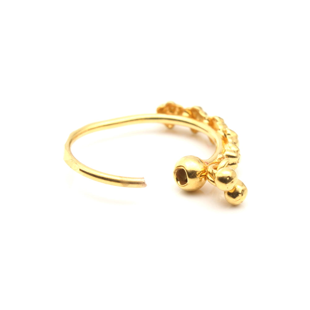 Asian Dangle 14K Real Solid Gold Nath Nose Hoop Ring for women