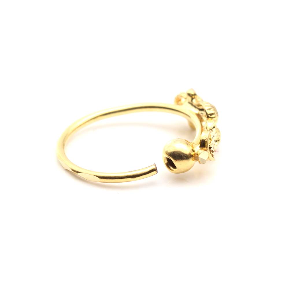 14K Real Solid Gold Indian Nath Nose Hoop Ring for women