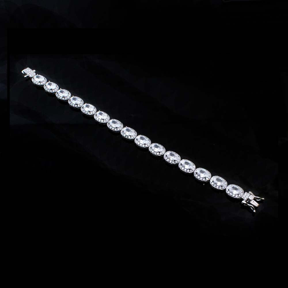 Trendy Real 925 Sterling Silver Women Bracelet 6.8"