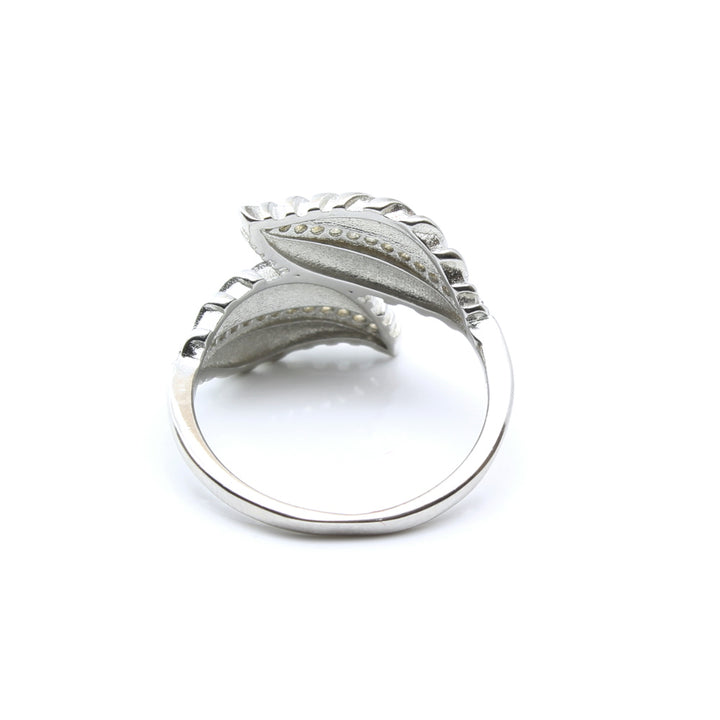Leaf Style Real 925 Silver White CZ Women Ring