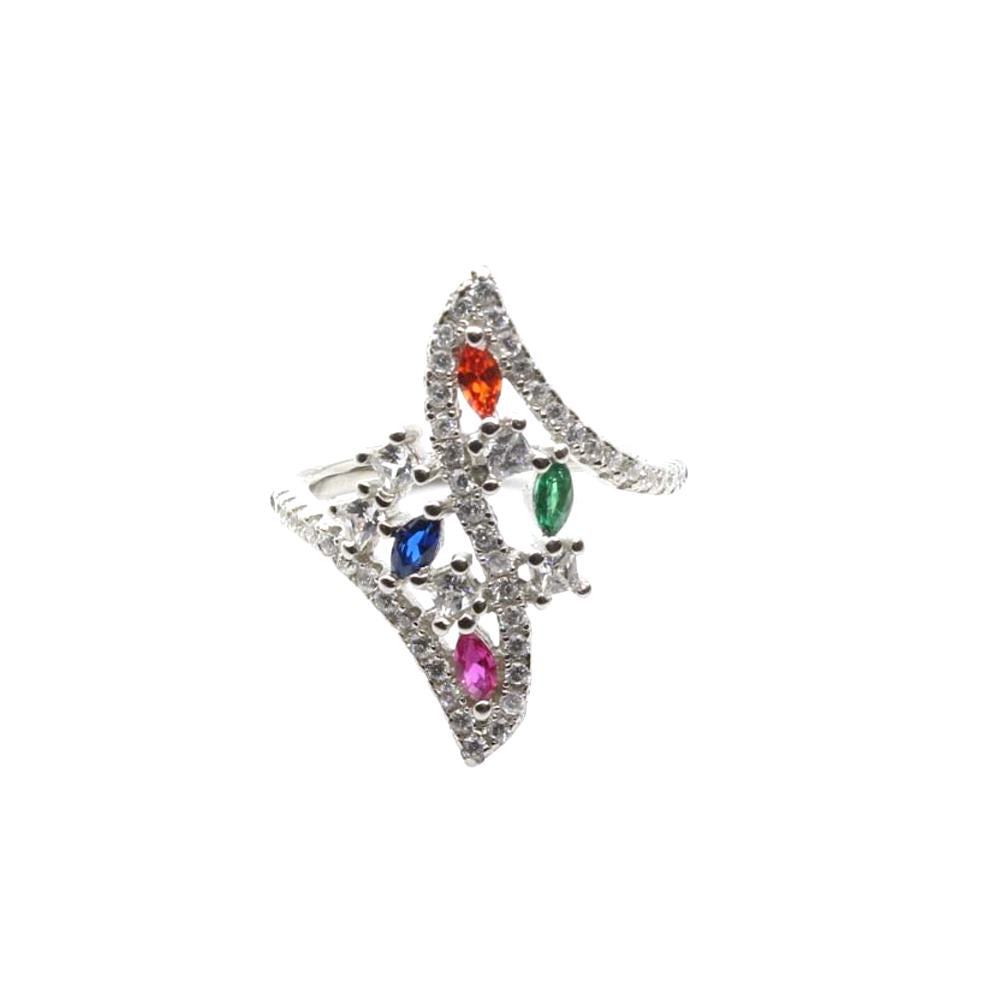 Ethnic Style Real 925 Sterling Silver Multi CZ Women Ring