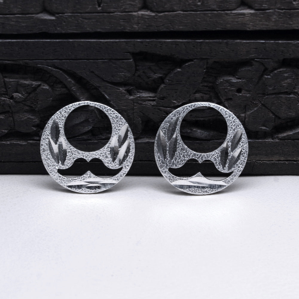 Real Silver Round Moon Shaped MOUSTACHE Nattiyan (Nanti) men earring