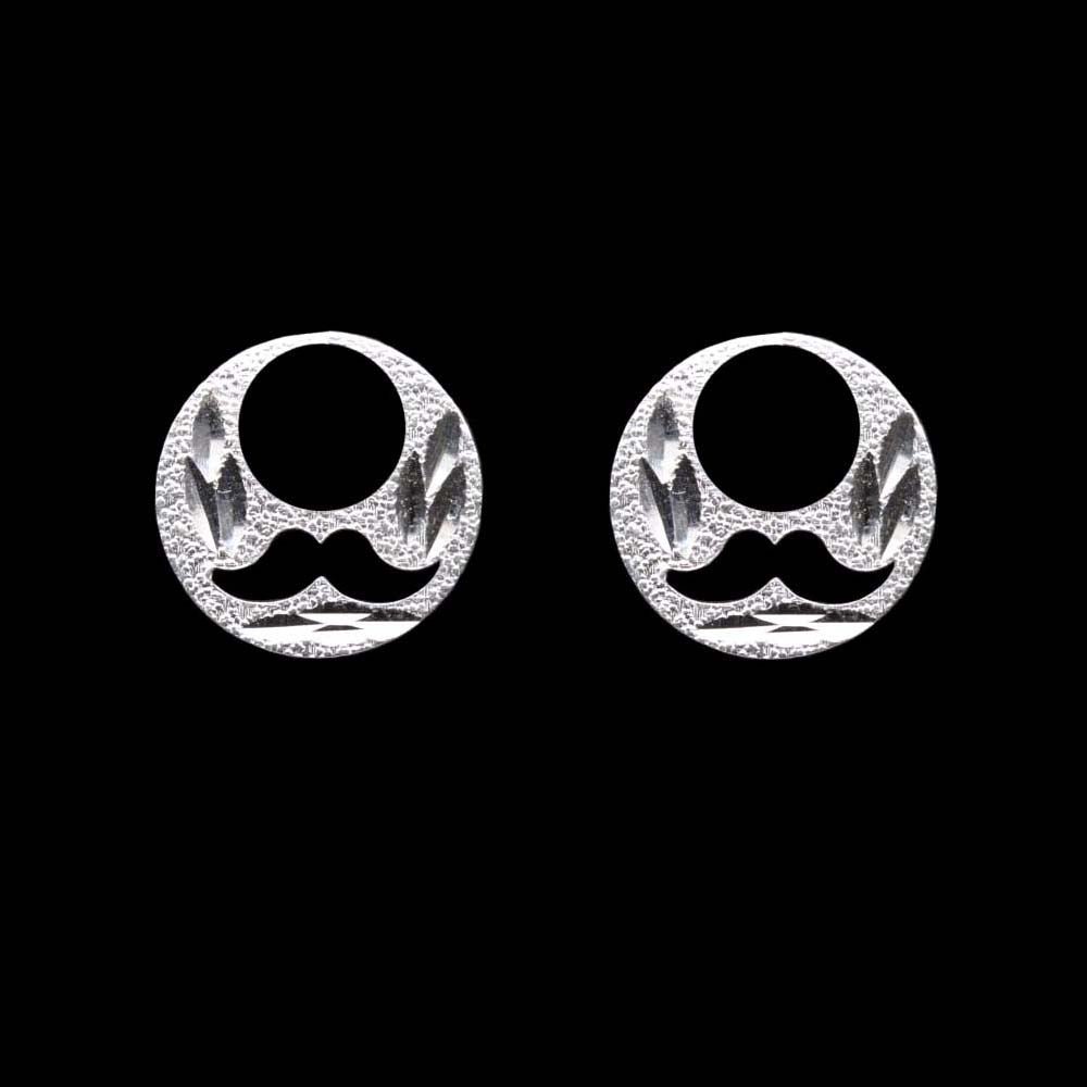 Real Silver Round Moon Shaped MOUSTACHE Nattiyan (Nanti) men earring