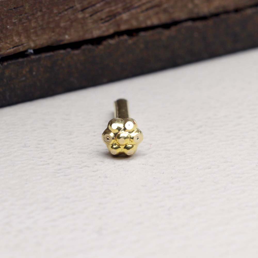 Tiny 14K Real Gold Women Nose stud nose ring Push Pin