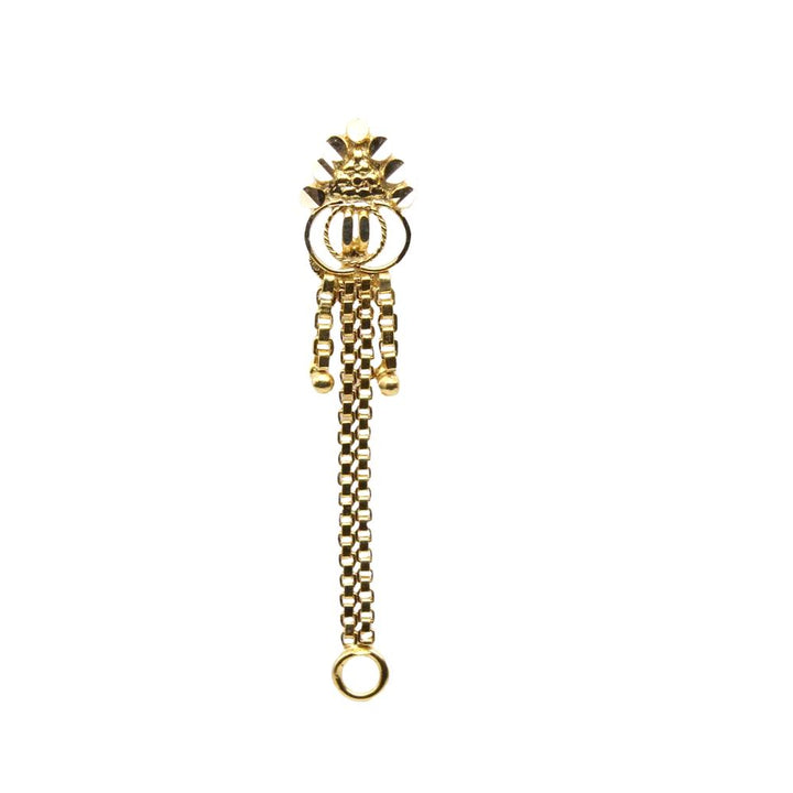 Ethnic 14k Real Gold Indian Chain Style Women Nose Stud Pin