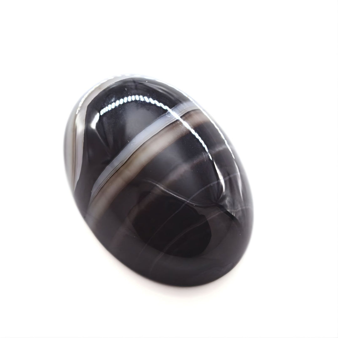 Fine Quality Natural Black and Grey Sulemani Hakik Oval Gemstone - 12.5Carat
