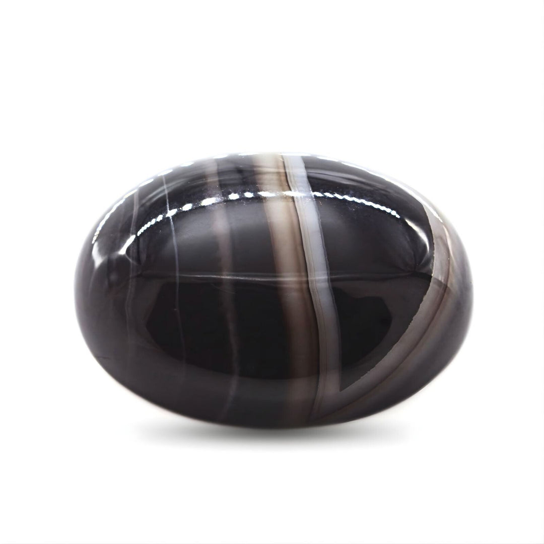 Fine Quality Natural Black and Grey Sulemani Hakik Oval Gemstone - 12.5Carat