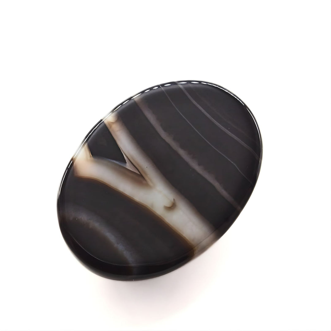 Fine Quality Natural Black and Grey Sulemani Hakik Oval Gemstone - 12.5Carat