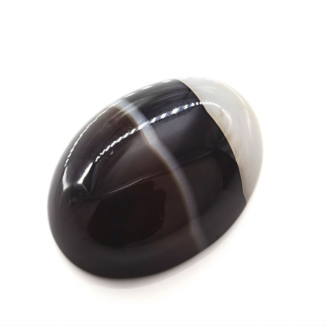 Earth Mined Natural Black and Grey Sulemani Hakik Oval Gemstone - 11.8 Carat