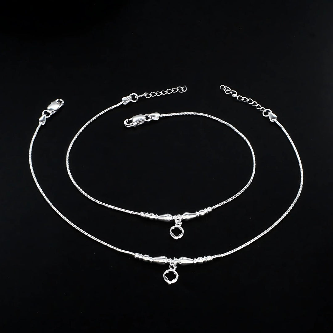 Real Silver girlish stylish Anklet Ankle Pair 10.5"