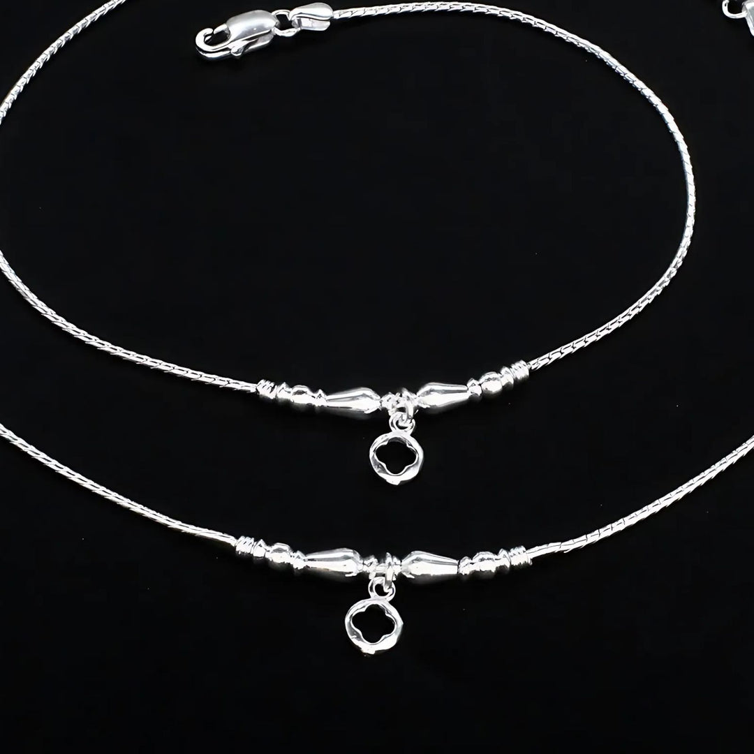 Real Silver girlish stylish Anklet Ankle Pair 10.5"