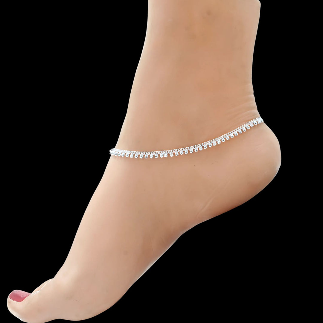 Real Silver Excellent beach wear women Anklet Pair 10.3"