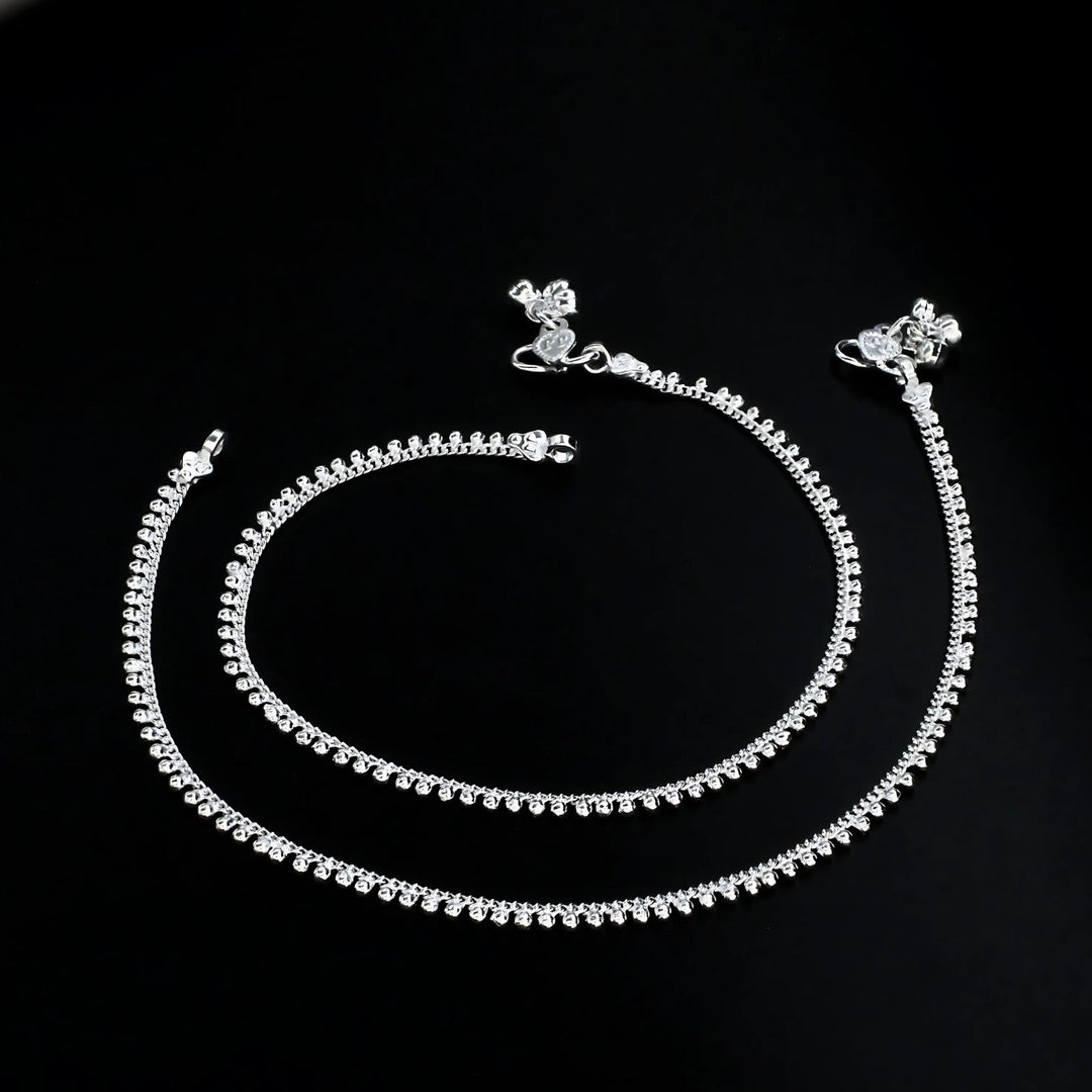 Real Silver Excellent beach wear women Anklet Pair 10.3"