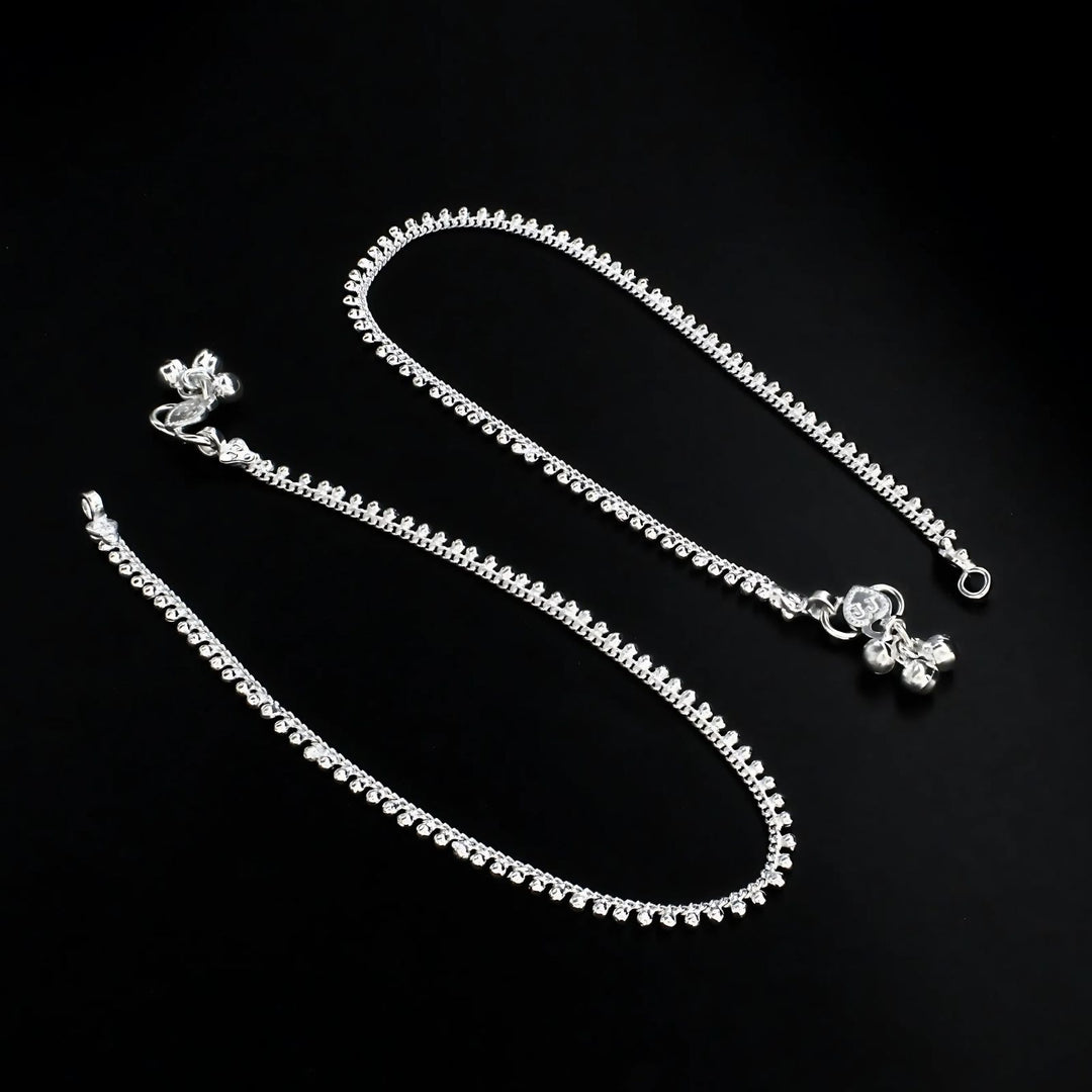 Real Silver Excellent beach wear women Anklet Pair 10.3"