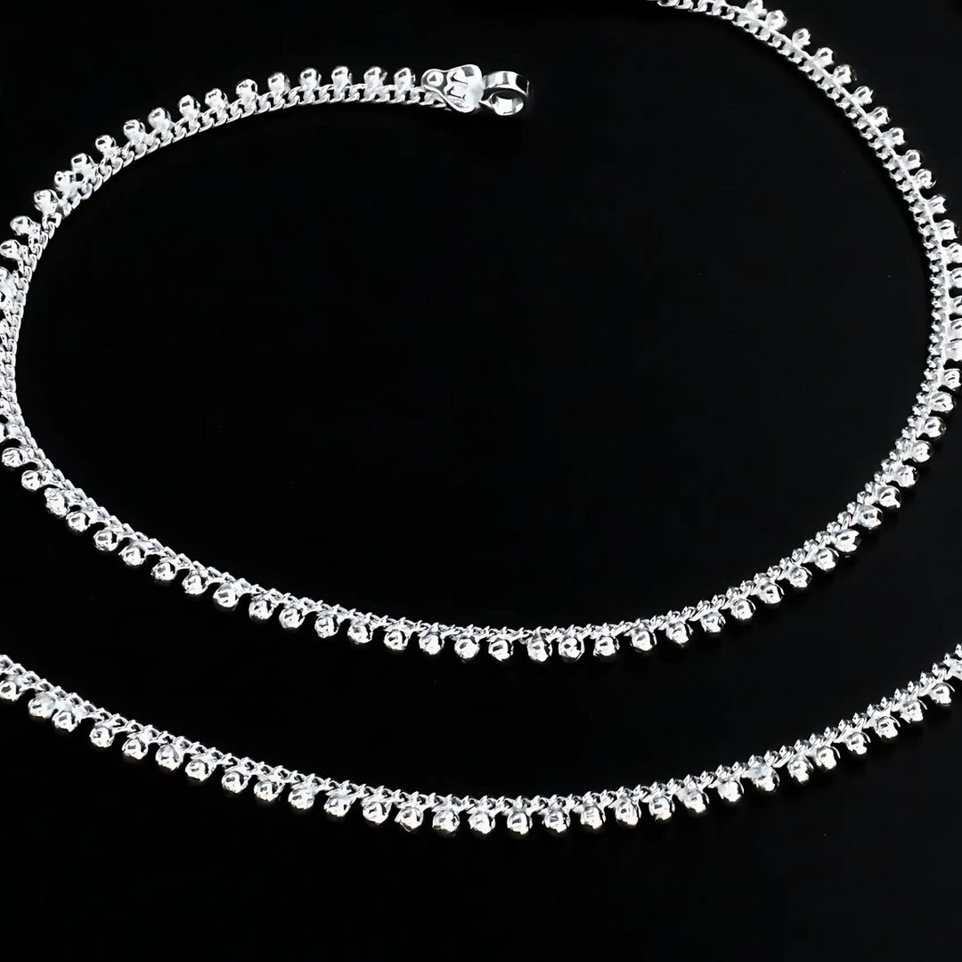 Real Silver Excellent beach wear women Anklet Pair 10.3"